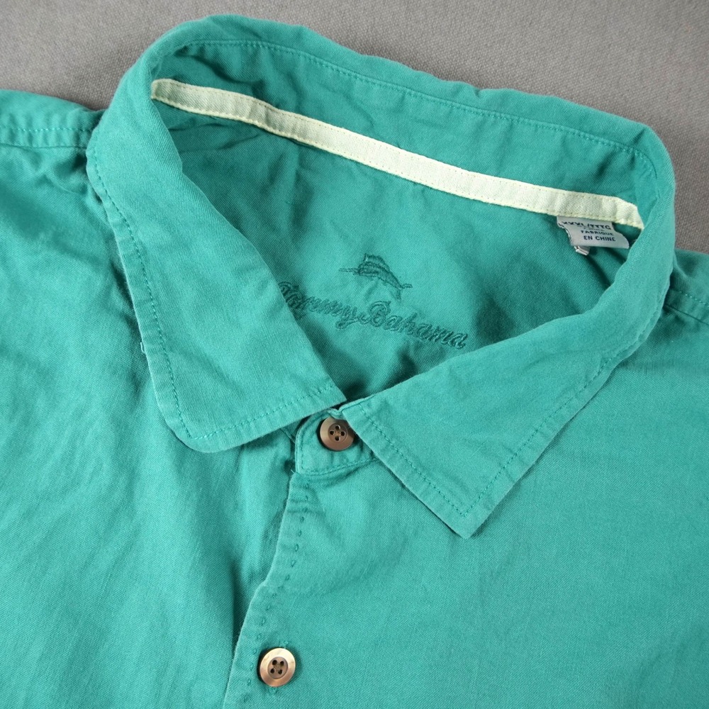 Tommy Bahama Silk Teal Vacation Beach Shirt Mens XXXL Aloha Hawaiian Pocket